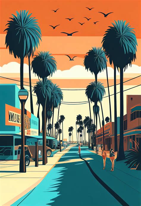 Künstlerische Illustration The Streets Of Venice Beach Los Angeles
