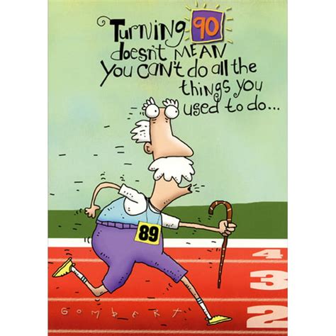Oatmeal Studios Old Man Running 90th Funny Masculine Birthday Card
