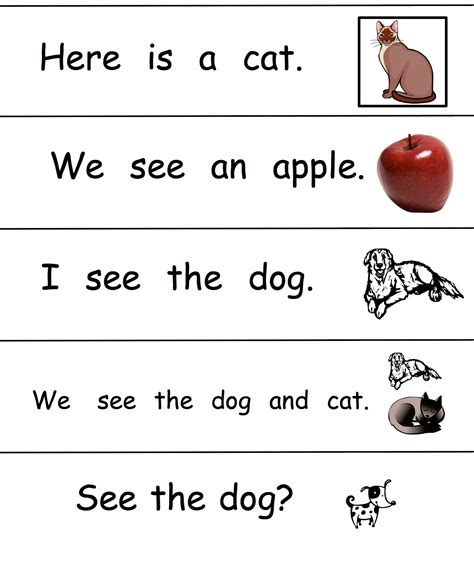 Beginner Kindergarten Sight Word Sentences Worksheets