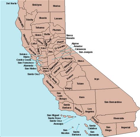 Californiaprehistory Com California Counties Map