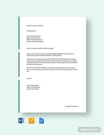 Proposal Rejection Letter 10 Free Sample Example Format Download