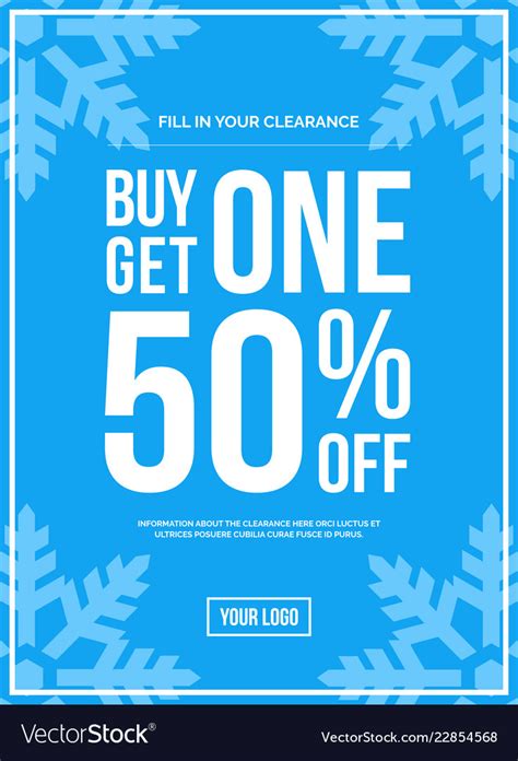 Buy One Get One 50 Off Sign Winter Sale Royalty Free Vector