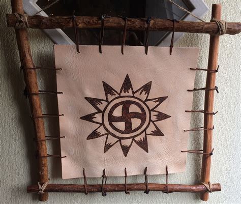 Choctaw Symbol For Happiness Burned Onto Leather And Then Leather Sewn