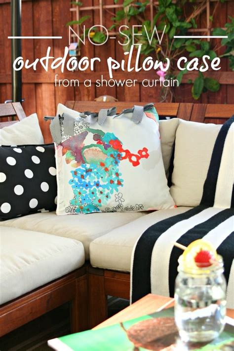 The back of my chairs are open in the back, so i had to cover the whole front and the back of the cushion for the back of the chair. diy: no-sew outdoor pillow case [using an old shower ...