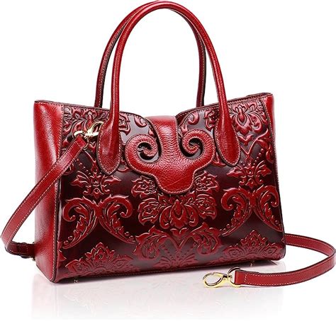 Aphison Designer Tote Bags Genuine Leather Women Embossed
