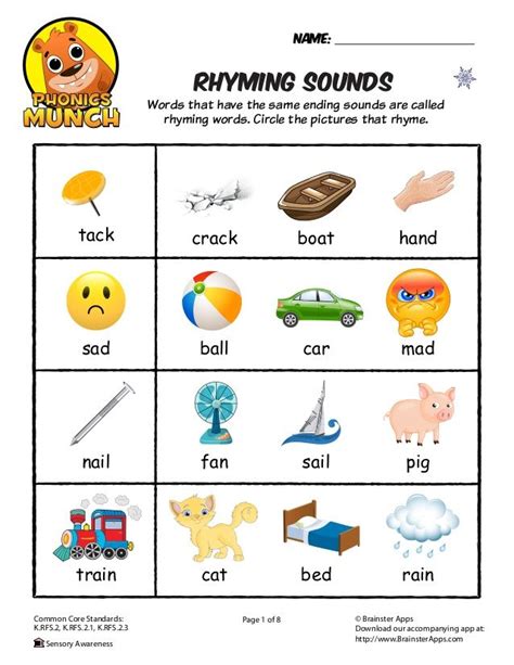 Teach Child How To Read Identifying Final Sounds Rhyming Words