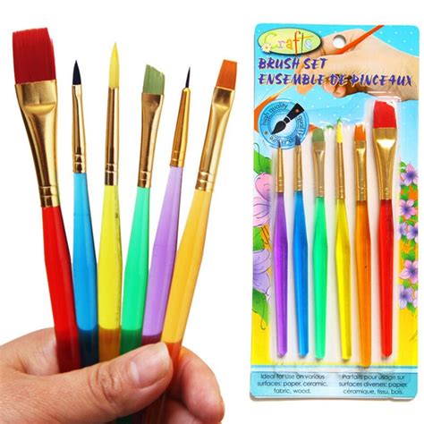 Glokers 10 Piece Kids Paint Brushes Set With Washable Paint And