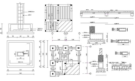 RCC Column Foundation Drawing Free DWG File Cadbull