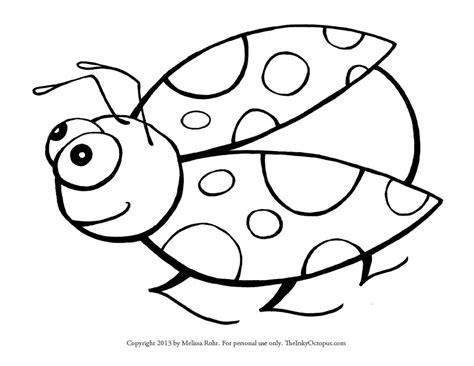 Ladybugs are simply fun … even for children who are typically afraid of bugs. Printable Ladybug Coloring Page - The Inky Octopus