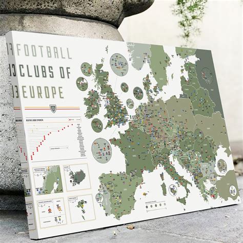 Europe Football Clubs Wall Art World Map Chart Cartographic Etsy