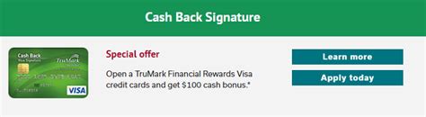 If you have excellent credit, this can be a good option. TruMark Financial Cash Back Signature Credit Card Review: $100 Cash Bonus