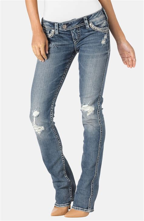 Silver Jeans Co. 'Tuesday' Distressed Straight Fit Bootcut Jeans ...