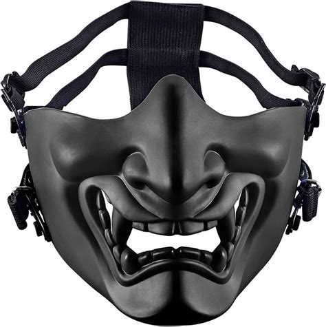 AOUTACC Airsoft Half Face Masks Evil Demon Monster Kabuki Samurai Hannya Oni Half Face
