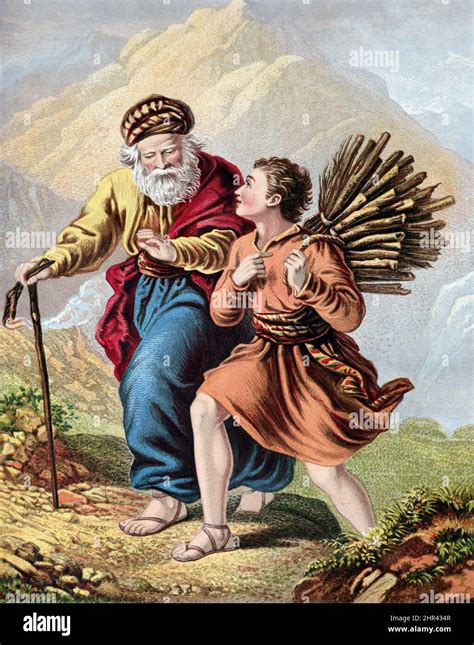 Bible Stories Illustration Of Abraham With Isaac Carrying The Wood