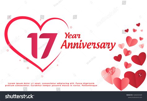 17 Years Anniversary Logo Celebration Love Stock Vector Royalty Free