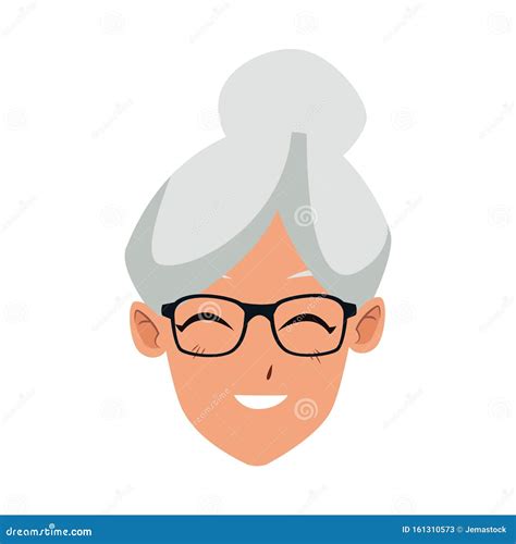 Cartoon Old Woman Face Icon Flat Design Stock Vector Illustration Of