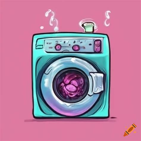 Anime Washing Machine Illustration