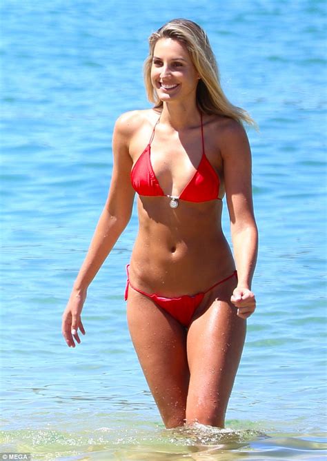 Laura Dundovic Flaunts Killer Abs In Tiny Red Bikini With Beau Quade