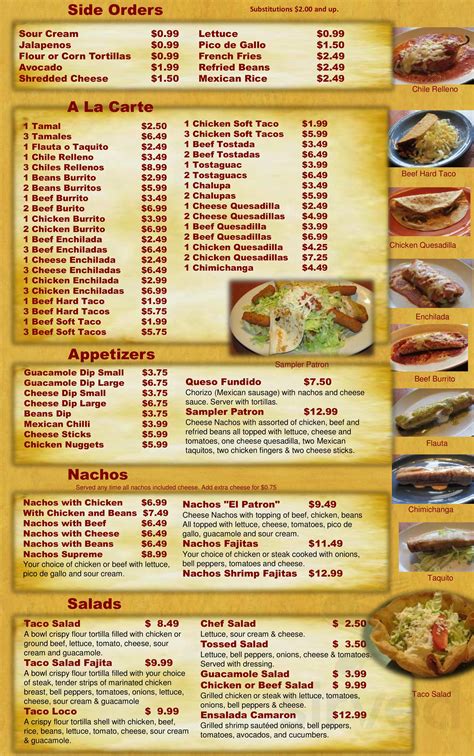 El Patron Mexican Restaurant menus in Fort Atkinson, Wisconsin, United