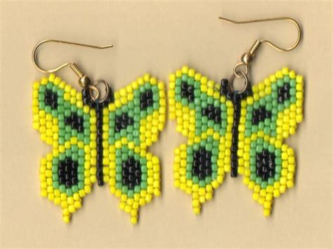 Butterfly Earrings In Yellow And Green Earring Patterns Felt Beads