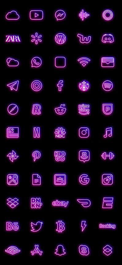 100 Sweet Neon App Icons Neon Aesthetic Ios 14 Icons