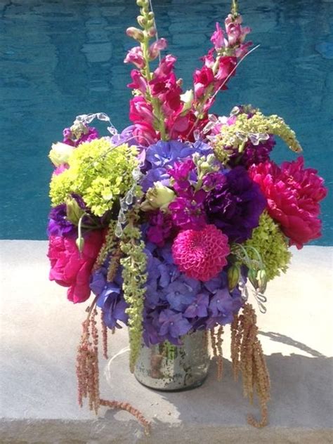 Shades Of Purple Arrangement By The Pool Created By Stacy Bowen
