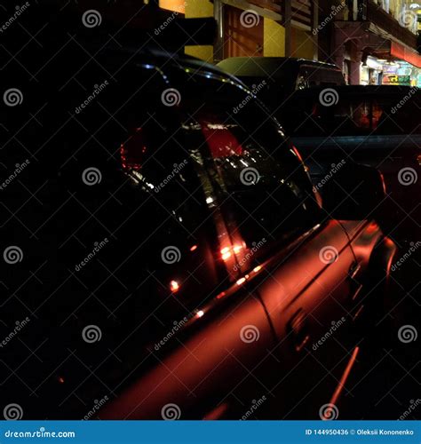 Beautiful Red Light From The Car`s Rear Lights Stock Photo Image Of