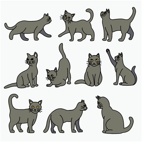 Doodle Freehand Sketch Drawing Of Grey Cat Pose Collection 3193172