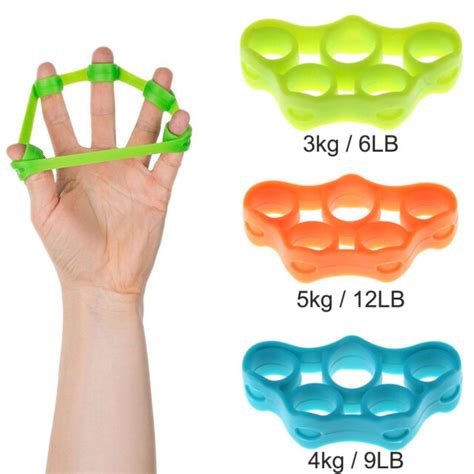 3x silicone finger trainer hand exercise grip strength resistance bands