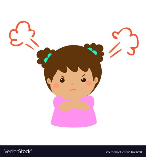 Cute Cartoon Angry Girl Character Royalty Free Vector Image
