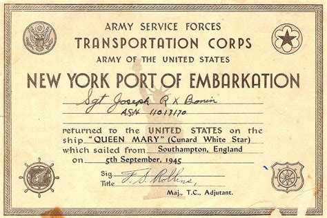 Transportation Corps Certificate