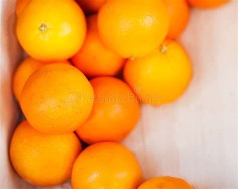 Fresh Organic Orange Fruits Frame Composition Of Fruits On Mark Stock