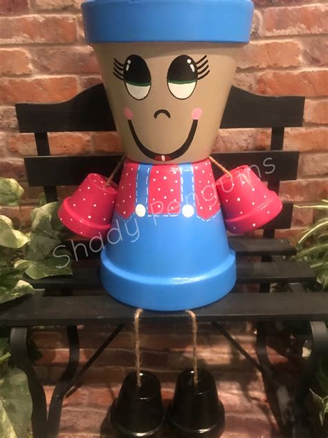 Country Girl Flower Pot Girl Clay Pot People Flower Pot People