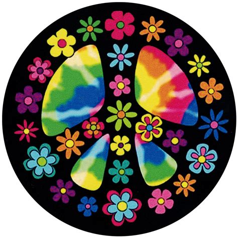 Flowery Hippie Peace Sign Small Bumper Sticker Decal Peace