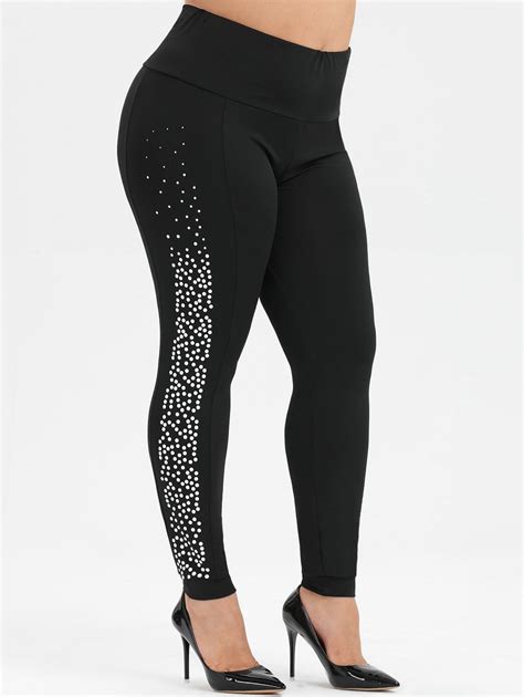33 OFF 2021 Polka Dot High Waisted Pull On Plus Size Leggings In