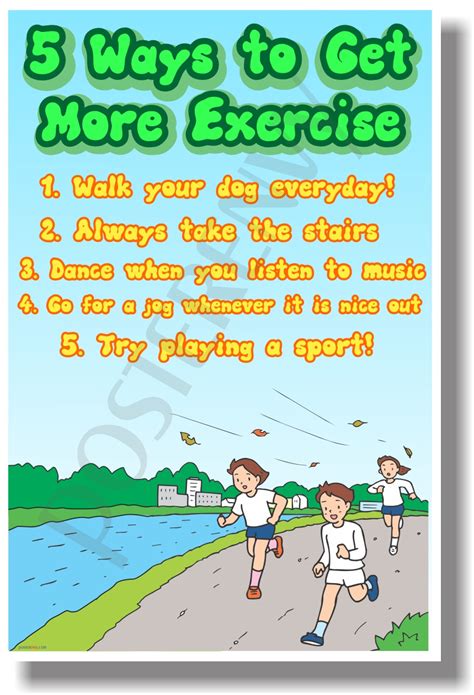 5 Ways To Get More Exercise New Healthy Living Poster He059