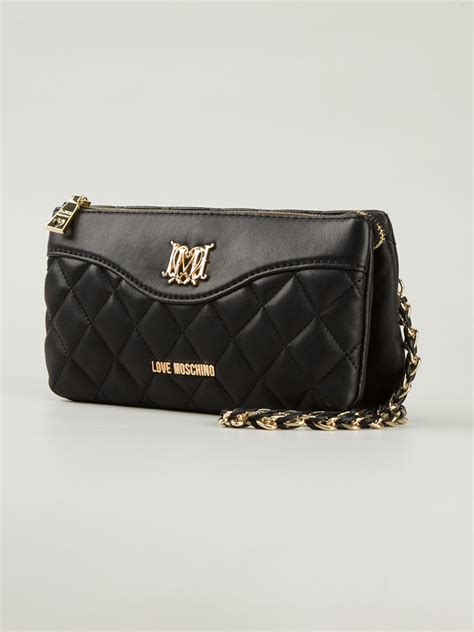 Lyst Love Moschino Quilted Leather Cross Body Bag In Black