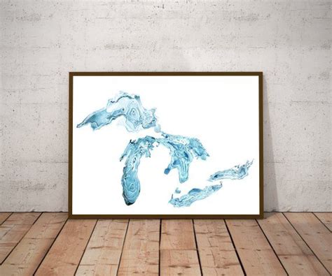 Great Lakes Print Great Lakes Poster Maps Of Great Lakes Etsy Etsy