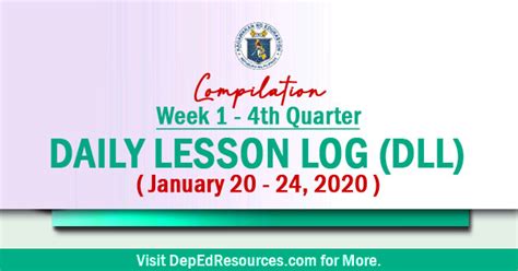 Week Th Quarter Daily Lesson Log Dll Deped Resources Vrogue