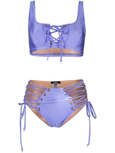 Noire Swimwear Lace Up Two Piece Bikini Farfetch