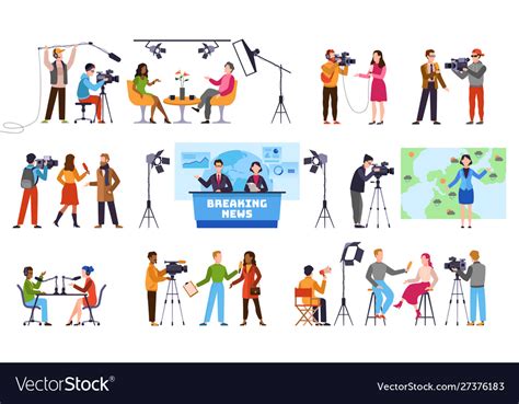 Journalists Newscaster And Journalist Profession Vector Image