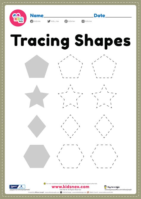 Worksheet For Tracing Shapes For Kindergarten And Preschool
