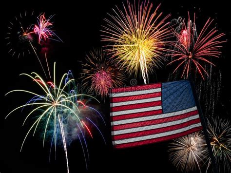 Usa American Flag And Fireworks For 4th Of July Stock Photo Image Of