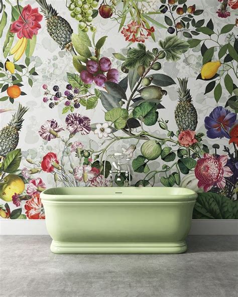 Bold Botanical Bathroom Wallpaper Color Schemes Ideas Bathroom