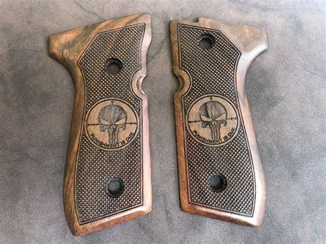 Beretta 92f 92fs Full Size Walnut Wood Grips Set Hand Made Punishment