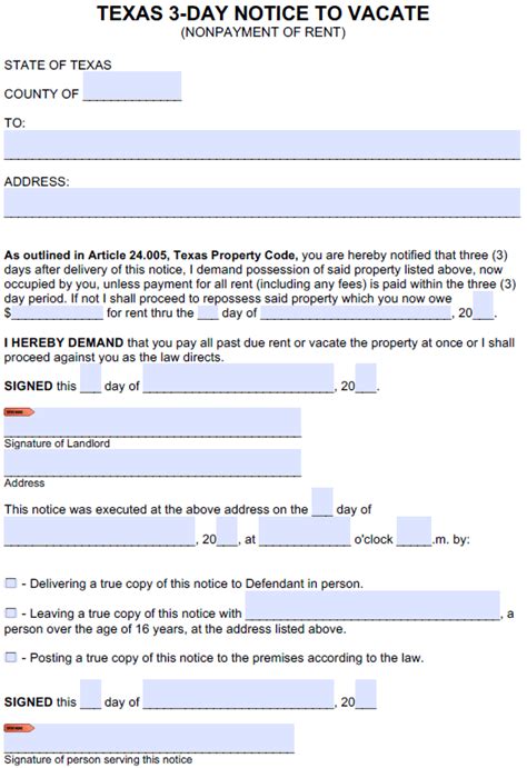 Texas law does not specify the manner in which a monthly notice to vacate should be delivered. 30 Days To Vacate Texas Form - Georgia Notice To Vacate Free Form - Form : Resume ... - I/we ...