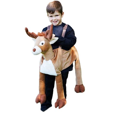 Kids Boys Girls Ride On Reindeer Stag Animal Step In Fancy Dress