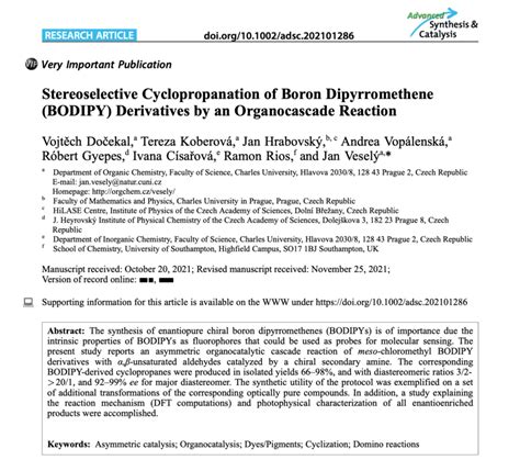Pdf Stereoselective Cyclopropanation Of Boron Dipyrromethene Bodipy