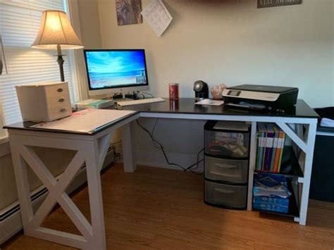 L Shaped Double X Desk Handmade Haven Woodworking Projects Desk Diy