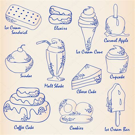 Hand Drawn Desserts Icon Set — Stock Vector © Candystripe 8906657